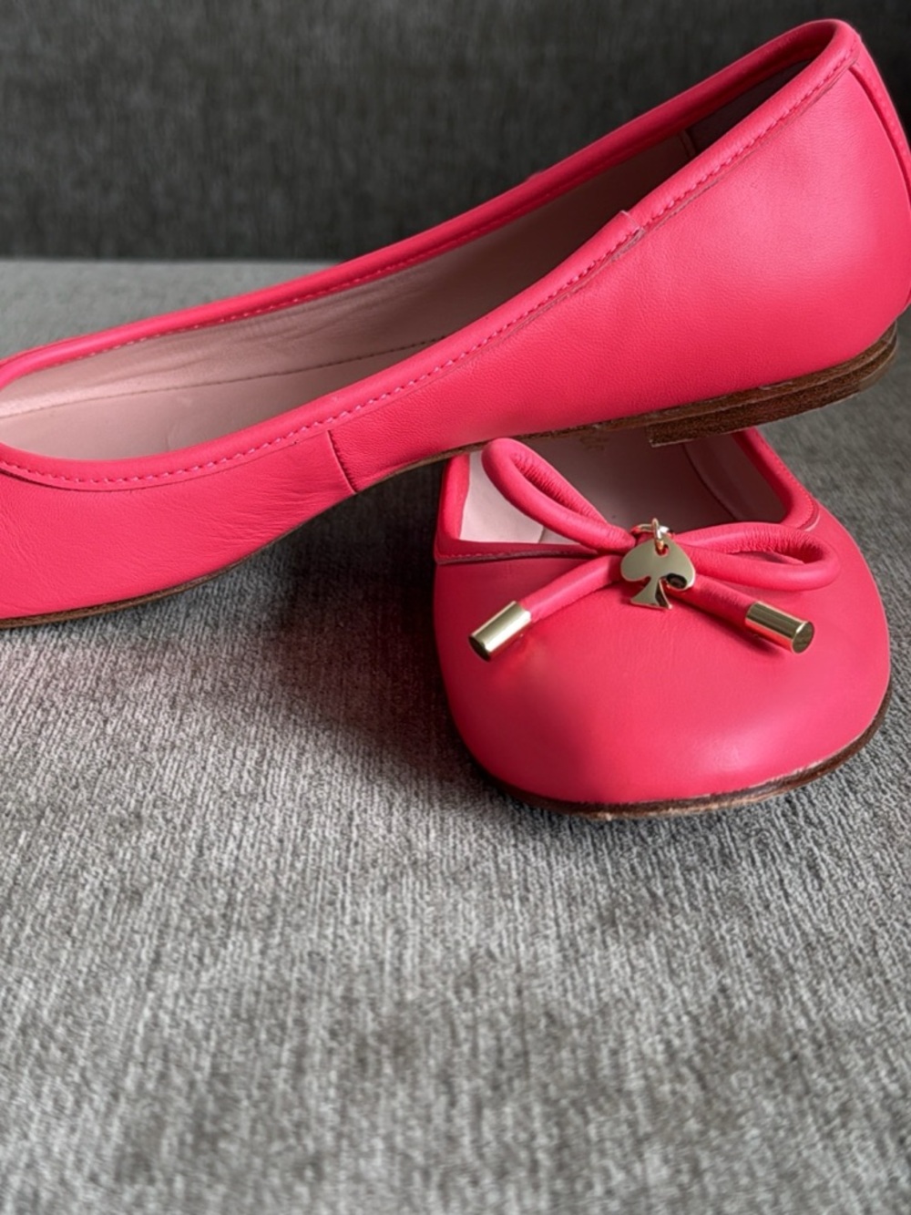 Kate Spade Willa Ballet Flats Coral Pink Leather Bow Detail | 5.5 - Picture 5 of 9